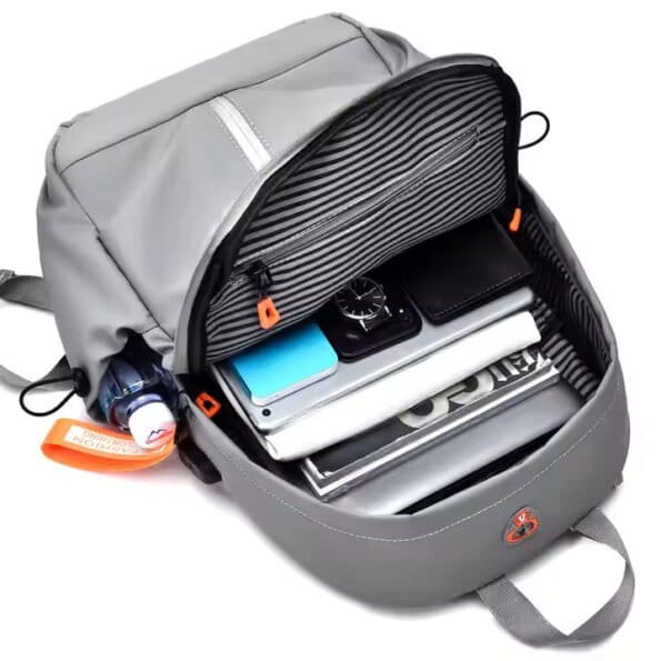 Mochila Escolar Gris Urbana – Oxford Ergonómica para Clases y Uso Diario - Imagen 2