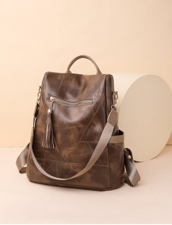 Mochila Femenina PU Impermeable Antirrobo con USB y Porta Laptop - Imagen 15