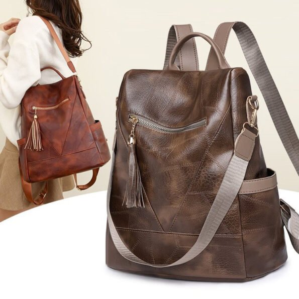 Mochila Femenina PU Impermeable Antirrobo con USB y Porta Laptop - Imagen 14