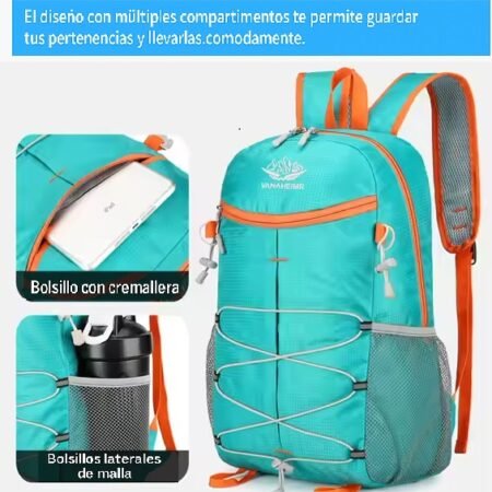 Mochila de Viaje al Aire Libre HN-636 – Nylon Geométrica e Impermeable para Uso Diario - Imagen 2