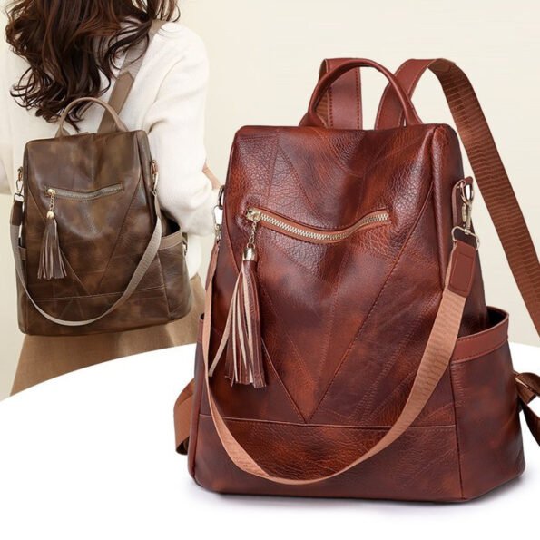 Mochila Femenina PU Impermeable Antirrobo con USB y Porta Laptop - Imagen 13