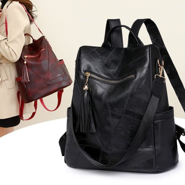 Mochila Femenina PU Impermeable Antirrobo con USB y Porta Laptop - Imagen 9
