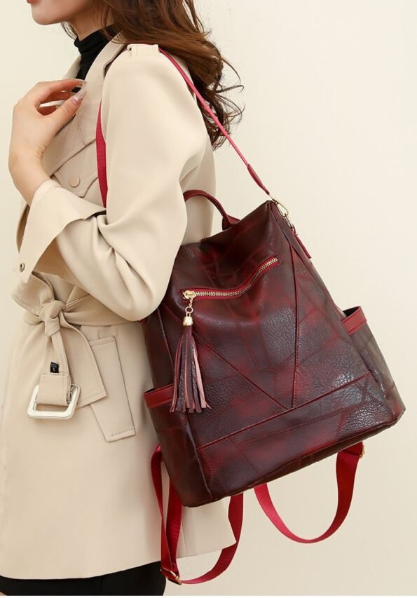 Mochila Femenina PU Impermeable Antirrobo con USB y Porta Laptop - Imagen 5
