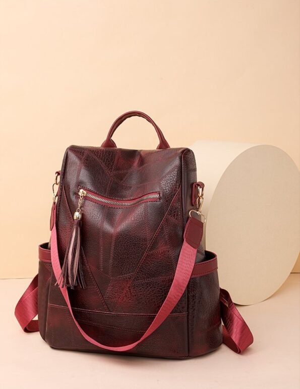 Mochila Femenina PU Impermeable Antirrobo con USB y Porta Laptop - Imagen 4